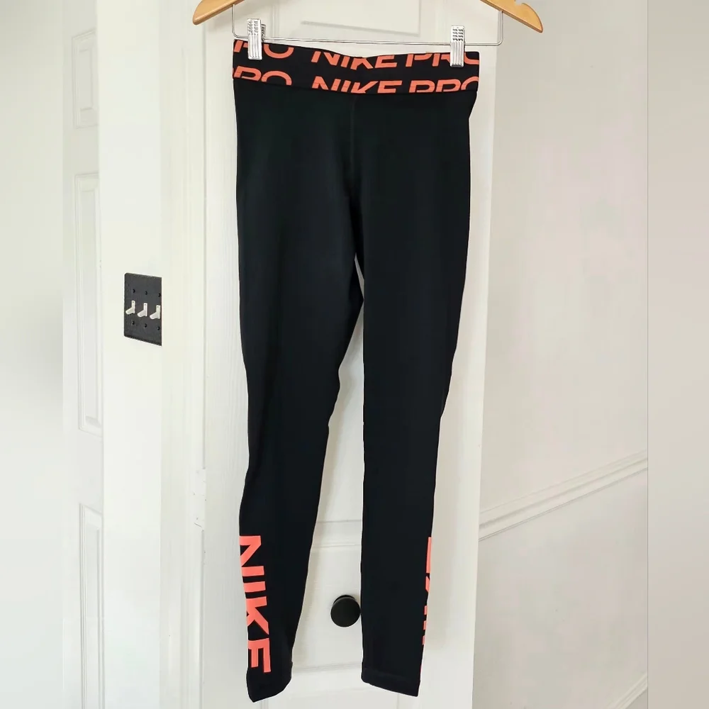Nike Black & Pink Dri-fit Pro Grx Full Length Training Leggings